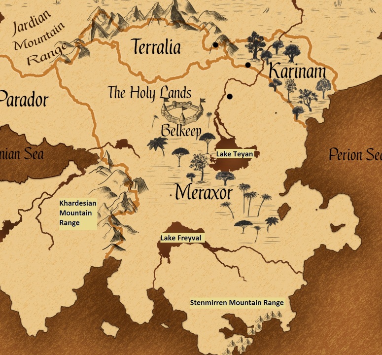 Worldbuilding - Meraxor mountains and lakes