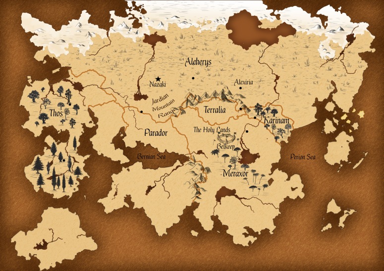Worldbuilding: world map of the Light and Shadow Chronicles