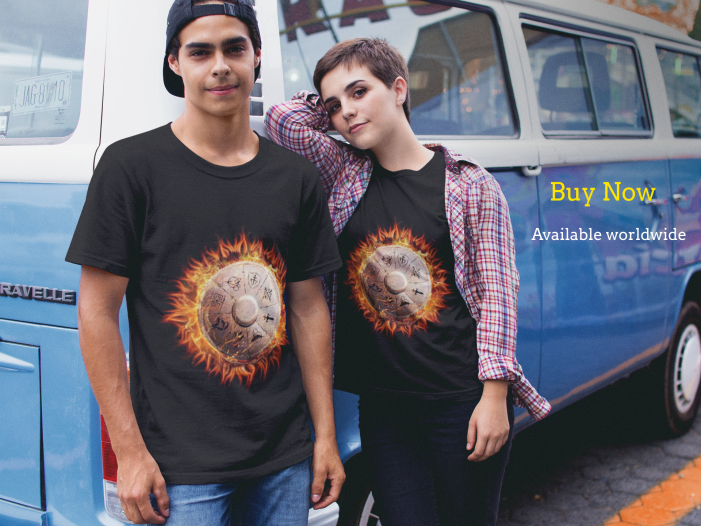 two young people modelling A Chronicle of Chaos t-shirts